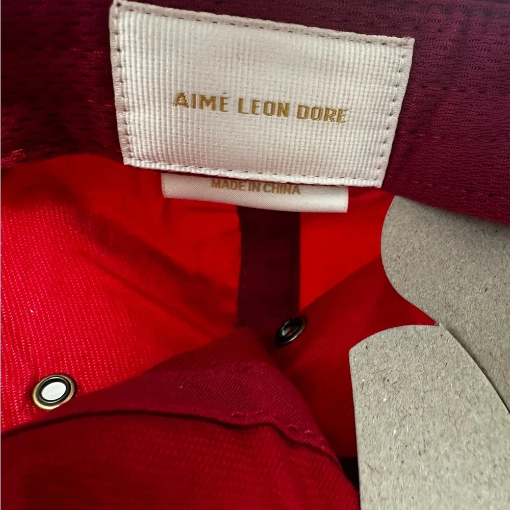 NEW AIME LEON DORE script sport nylon twill 6 panel hat cap red